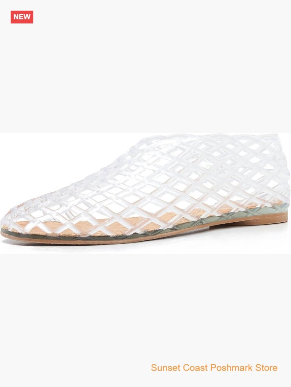 Clear Jelly Mesh Flats Trendy Transparent Shoes Soft Cork Insole Lightweight